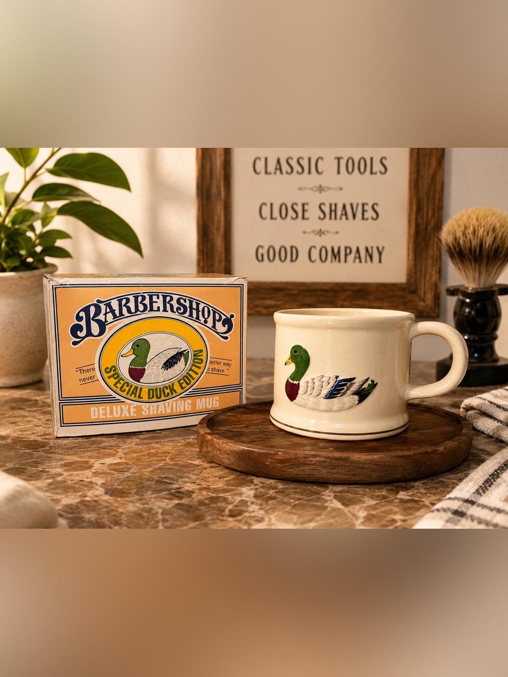 Vintage 1985 Barbershop Special Duck Edition Deluxe Shaving Mug w/ Original Box